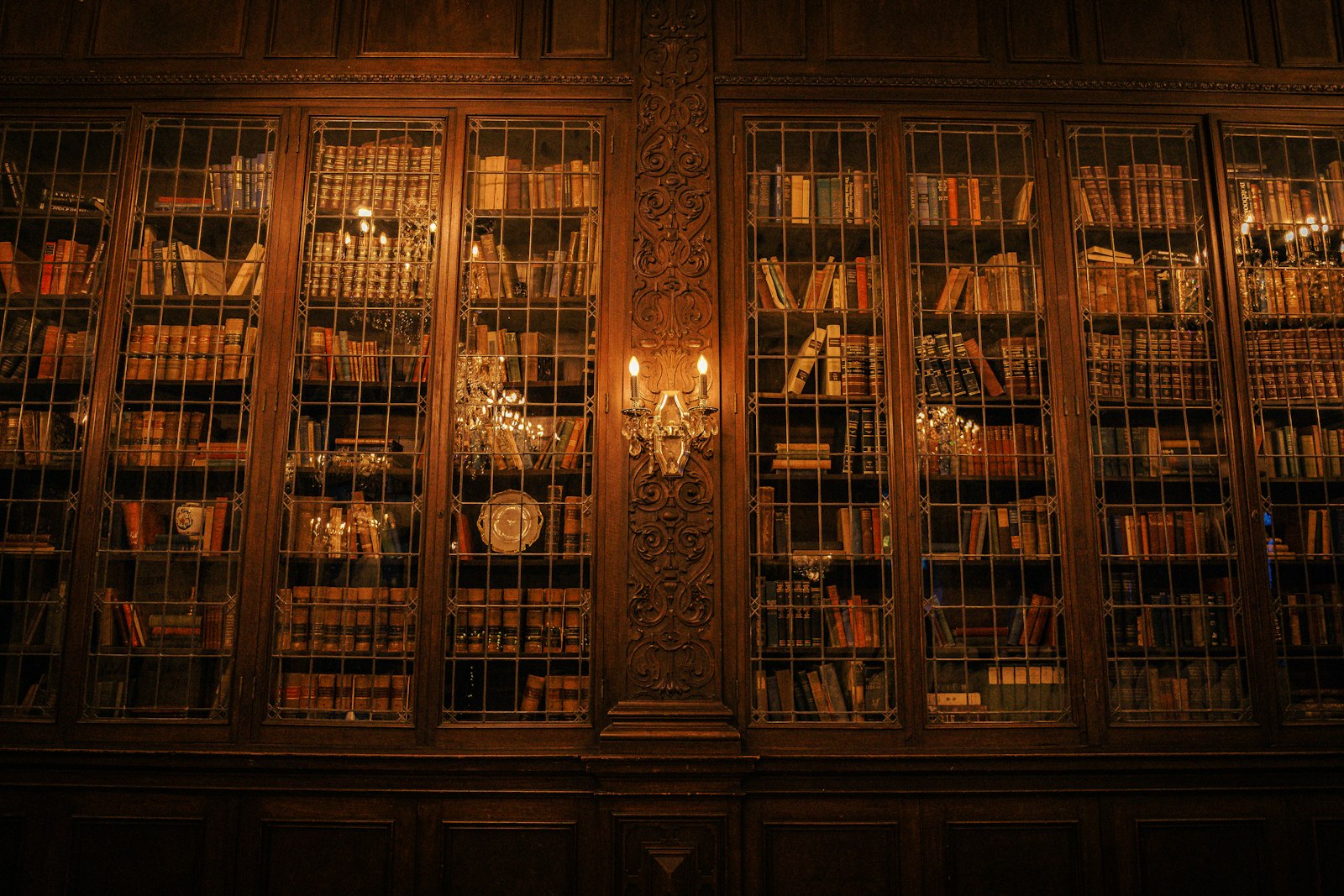 Wood-panelled estate library